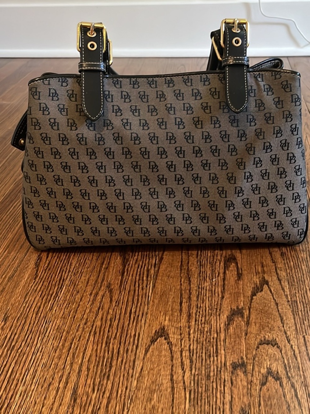 Dooney & Bourke Black Logo Canvas Shoulder Bag purse